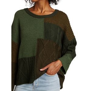 NWT Rails Abel Patchwork Drop Shoulder Sweater Medium Green Brown